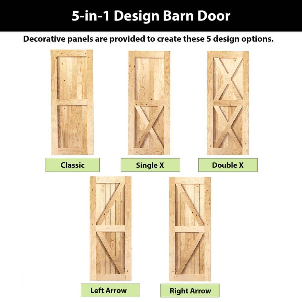 Unfinished 34" x 84" Pine Wood Barn Door
