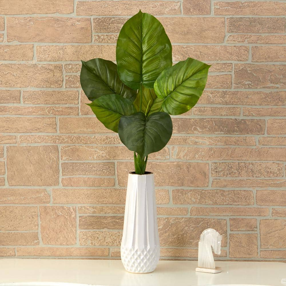 Nearly Natural 27in. Large Philodendron Leaf Artificial Bush Plant (Set ...