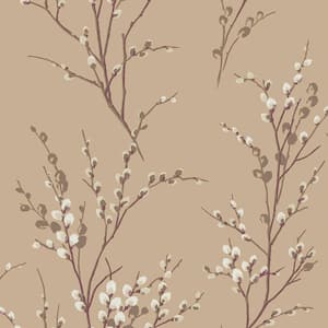 Pussy Willow Natural Unpasted Removable Strippable Wallpaper