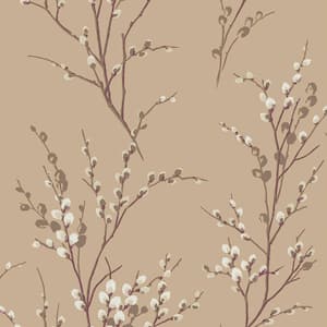 Pussy Willow Natural Unpasted Removable Wallpaper Sample