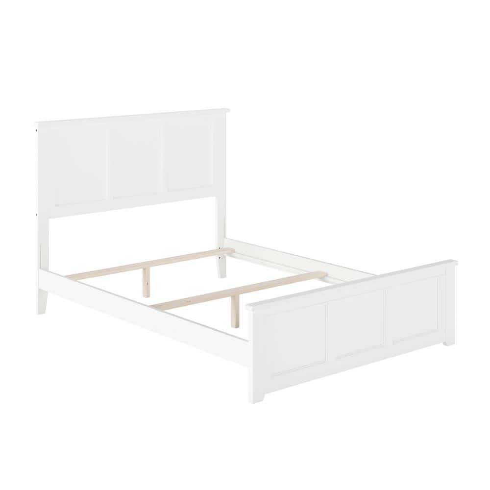 Madison White Full Wood Platform Bed with Headboard and Footboard