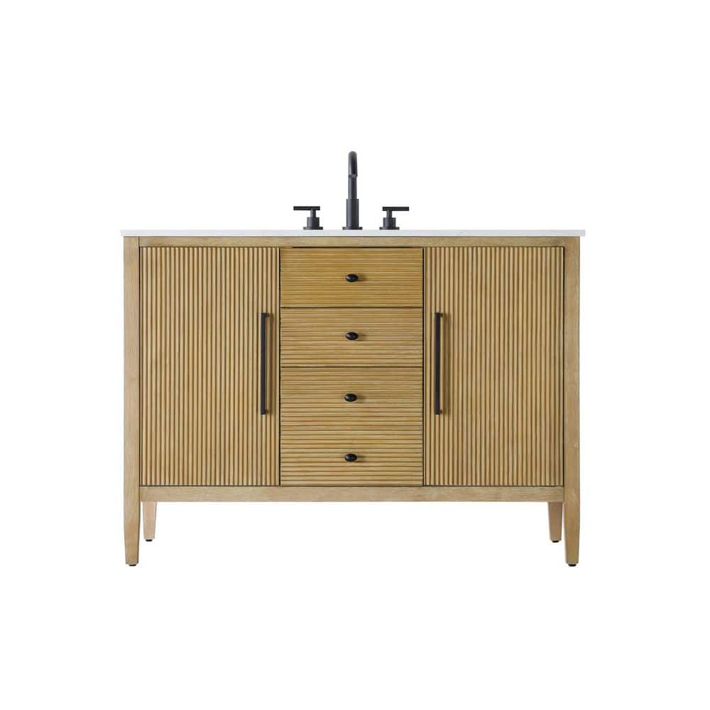 48 in. Single Sink Linen Oak Bath Vanity with White Engineered Marble Top price history on PriceWatchPro