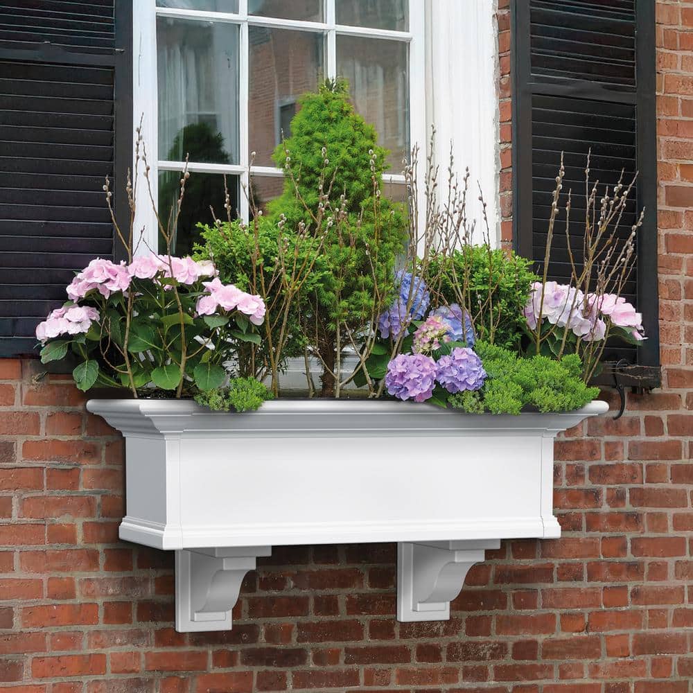 East Coast Charm 3ft White Vinyl Customizable Window Box Planter