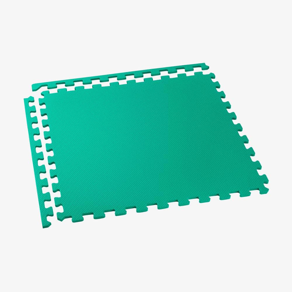 Green EVA Foam Interlocking Gym Floor Tiles, 24 x 24 Inch
