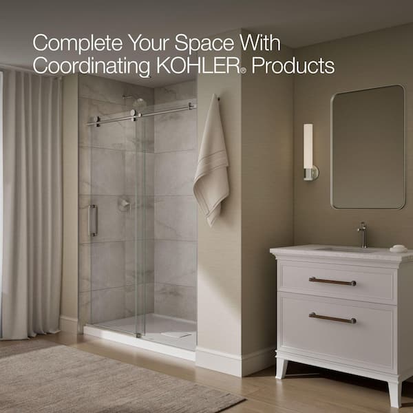 KOHLER Cursiva 56-60 in. W x 78 in. H Sliding Frameless Shower
