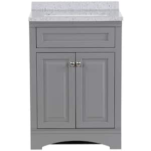 Clarington 25 in. W x 19 in. D x 38 in. H Single Sink  Bath Vanity in Sterling Gray with Silver Ash Solid Surface Top