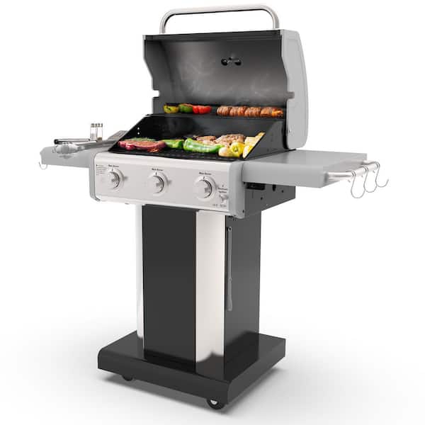 3-Burner Pedestal Grill in Black