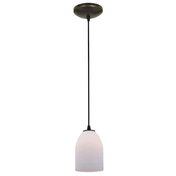 Access Lighting Bordeaux 1-Light Oil-Rubbed Bronze Metal Pendant with Opal Glass Shade