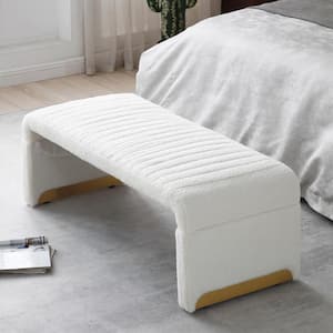 47.2 in. Modular Ottoman End of Bed Bench Sherpa Fabric Shoe Bench Footrest Entryway Bench with Metal Legs, Beige