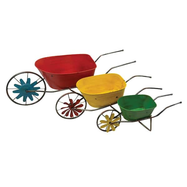 Unbranded Planters 3-Piece Nested Wheel Barrels