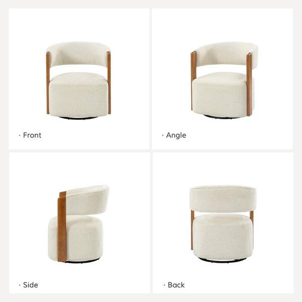 JAYDEN CREATION Ken Beige W Upholstered Swivel Barrel