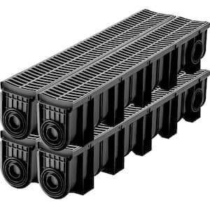 Trench Drain Grate 39 in. L x 5.8 in. W x 7.5 in. D Drainage Trench with Plastic Grate and End Cap Channel Drain 4 Pack