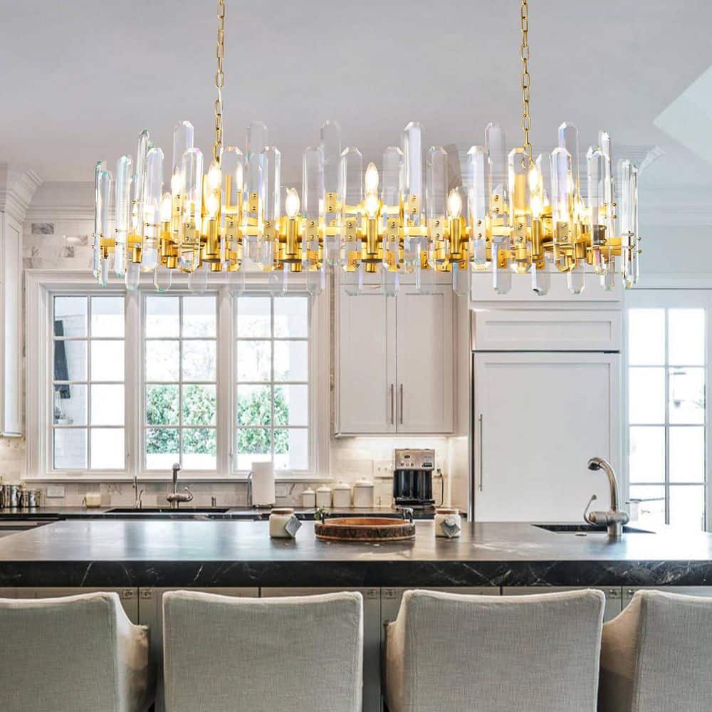 YUYI 54 in. 24-Light Gold Luxury Crystal Chandelier, Modern
