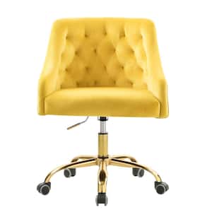 Yellow Velvet Upholstered Swivel Task Chair