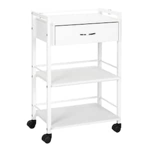3-Shelf Steel 4-Wheeled Kitchen Cart in White