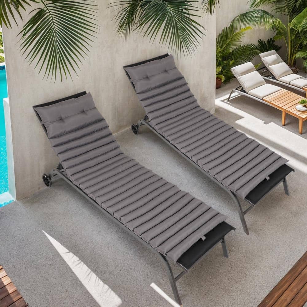 Runesay 2PCS 72 x 23 Replacement Outdoor Lounge Chair Cushion in