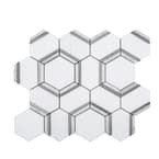 Locket White 12 in. x 10.375 in. Hexagon Polished Marble Wall and Floor Mosaic Tile (8.64 sq. ft./Case)