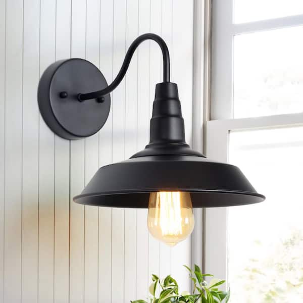 1-Light Black Industrial Classic Wall Sconce Barn Light Farmhouse Gooseneck Barn Vanity Wall Lamp