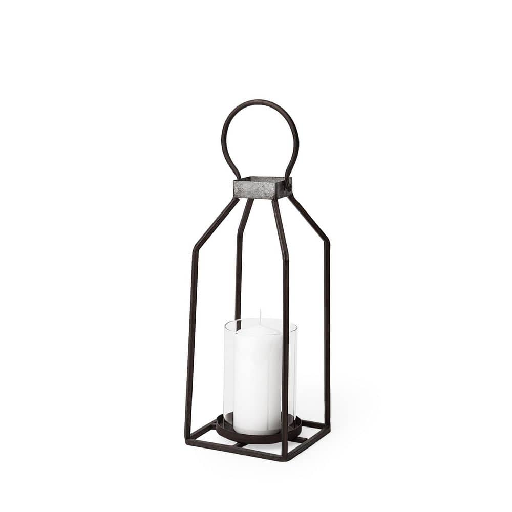 Rustic Wood Hanging Hurricane Candle Lantern, 16''
