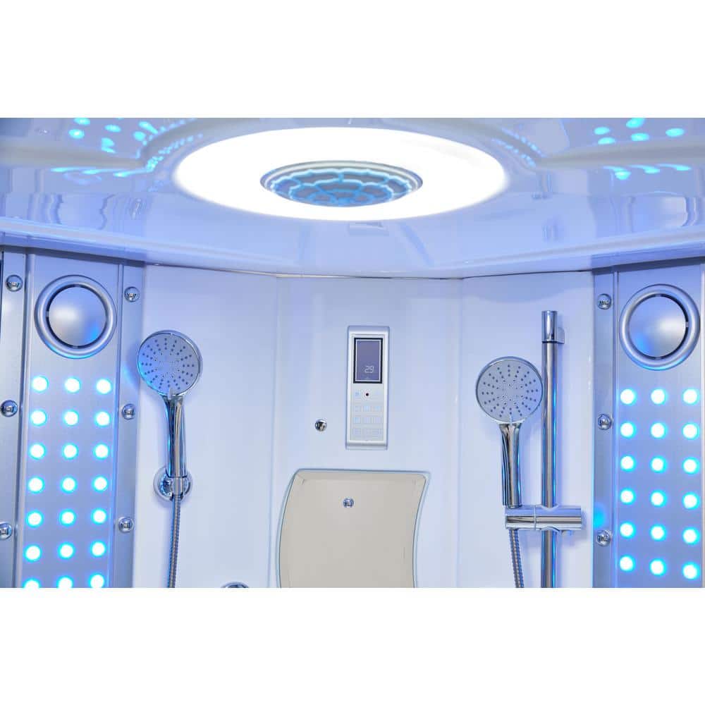 Mesa Blue Glass Steam Shower with Jetted Massage Tub