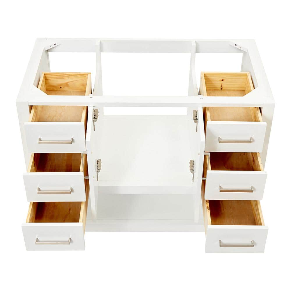 White Solid Wood Freestanding Single Bathroom Vanity Base