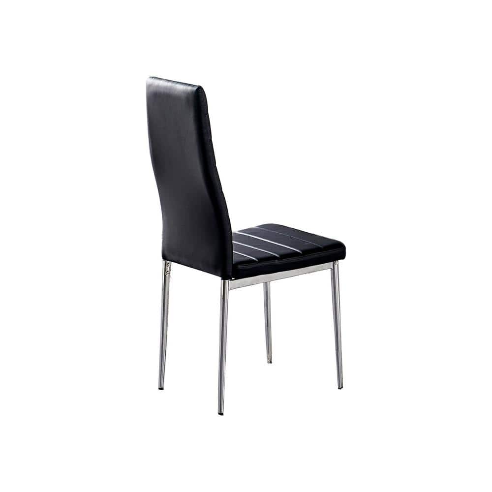 Sleek Black Faux Leather High Back Metal Side Chair (Set of 2)