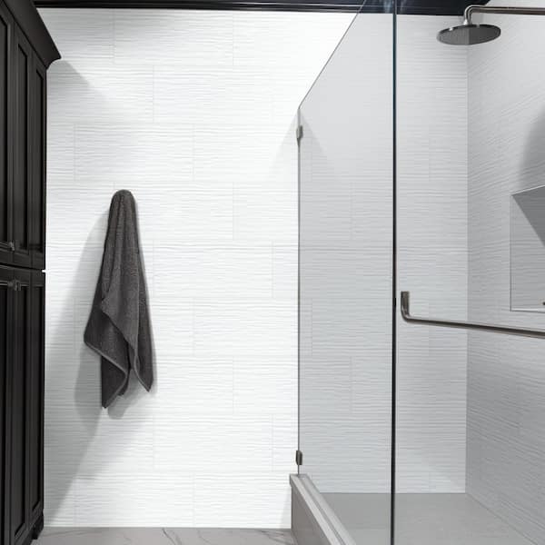 Dymo Stripe White 12 in. x 24 in. Glossy Ceramic 3D Patterned Wall Tile (960 sq. ft./Pallet)