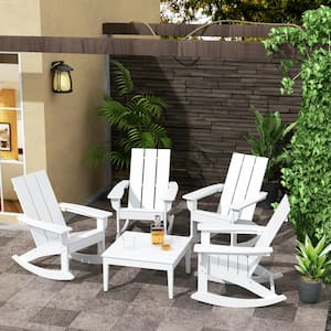 Shoreside White Modern 17 in. Tall Square HDPE Plastic Outdoor Patio Conversation Coffee Table