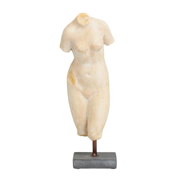 5 in. x 14 in. Cream Polystone Woman Sculpture