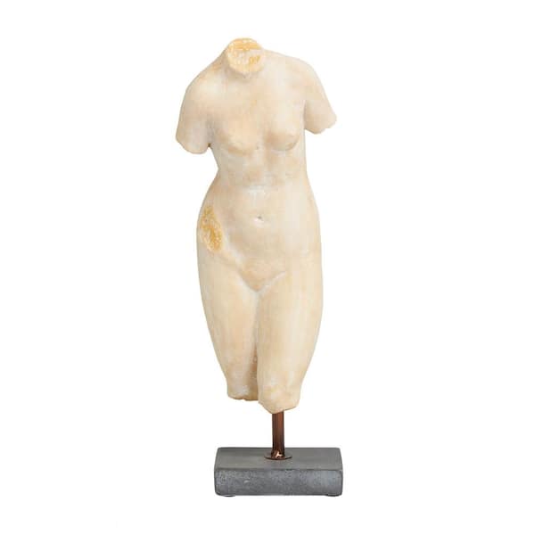 Litton Lane 5 in. x 14 in. Cream Polystone Woman Sculpture