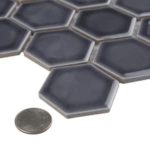 Hudson Due 2" Hex Imperial Grey 10-7/8 in. x 12-5/8 in. Porcelain Mosaic Tile (9.7 sq. ft./Case)