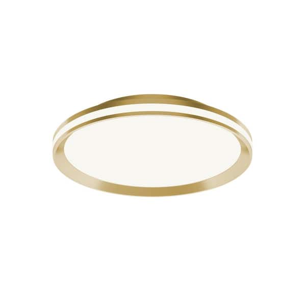 AFX Sona 16 in. 36 -Watt Modern Satin Brass Integrated LED Flush Mount with Clear White Acrylic Shade