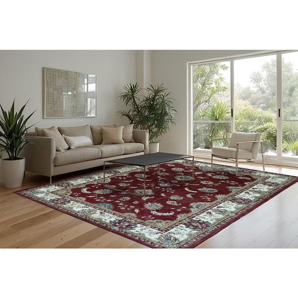 Vaughan Red/Ivory 4 ft. x 6 ft. Indoor Area Rug