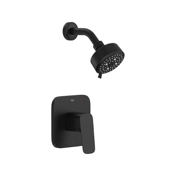 Cubeo 1-Handle Wall Mount Shower Trim Kit in Matte Black (Valve Not Included)