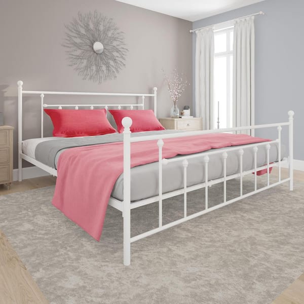 Mia White Metal King Bed