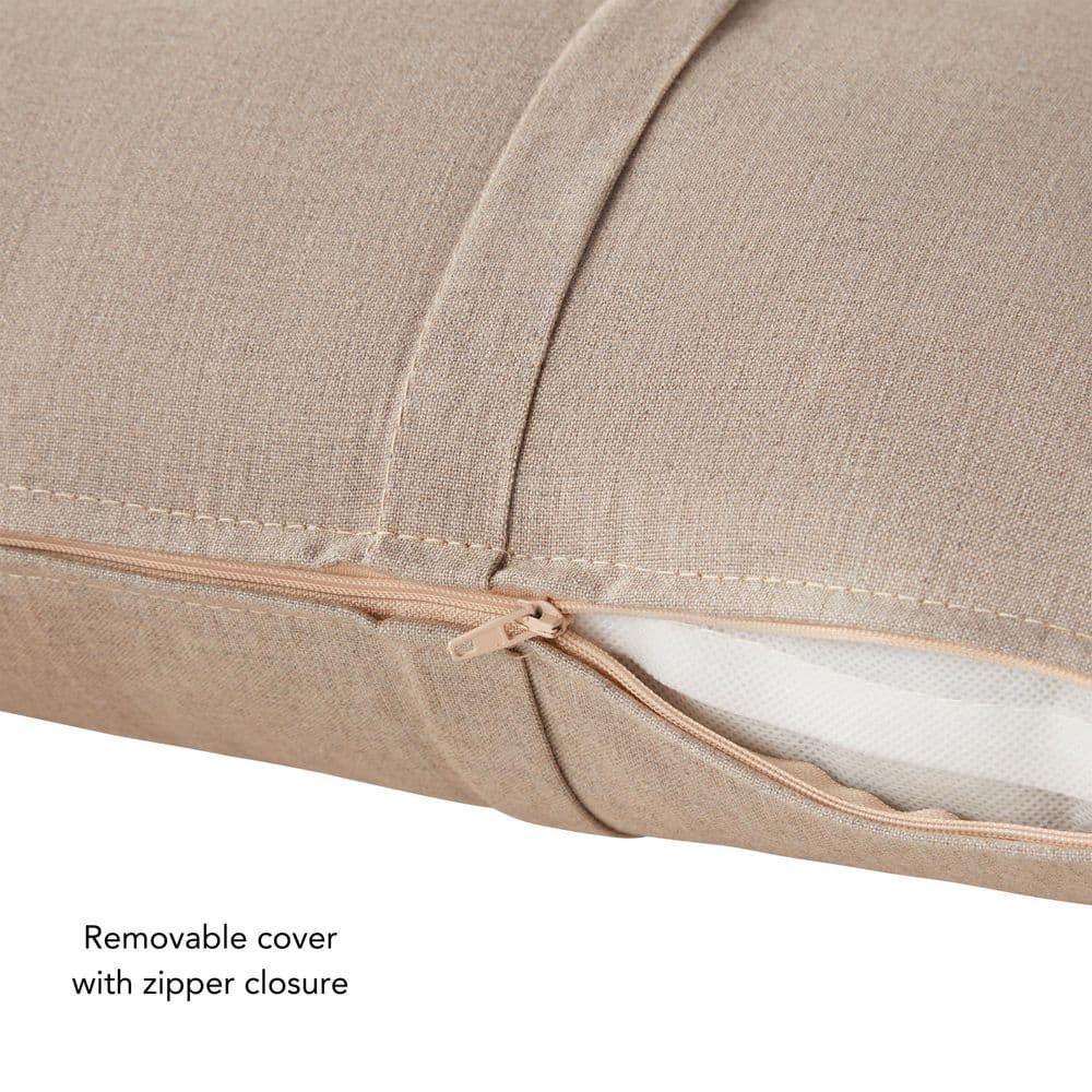 Beige Rectangular Lumbar Outdoor Throw Pillows, Set of 2