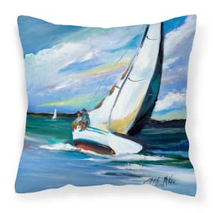 14 in. x 14 in. Multi-Color Lumbar Outdoor Throw Pillow 2 and a Sailboat Canvas