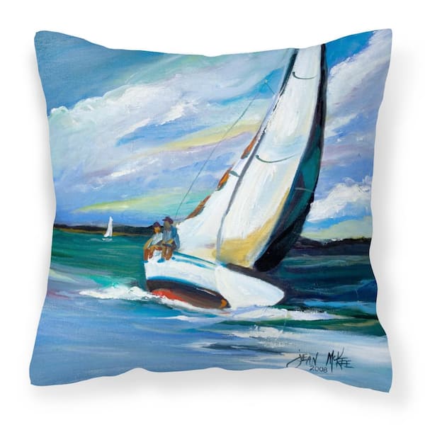 Caroline's Treasures 14 in. x 14 in. Multi-Color Lumbar Outdoor Throw Pillow 2 and a Sailboat Canvas