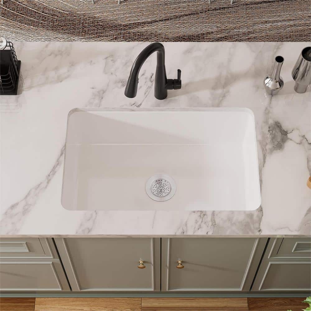 Oslo White Fireclay Single Bowl Drop-In Kitchen Sink