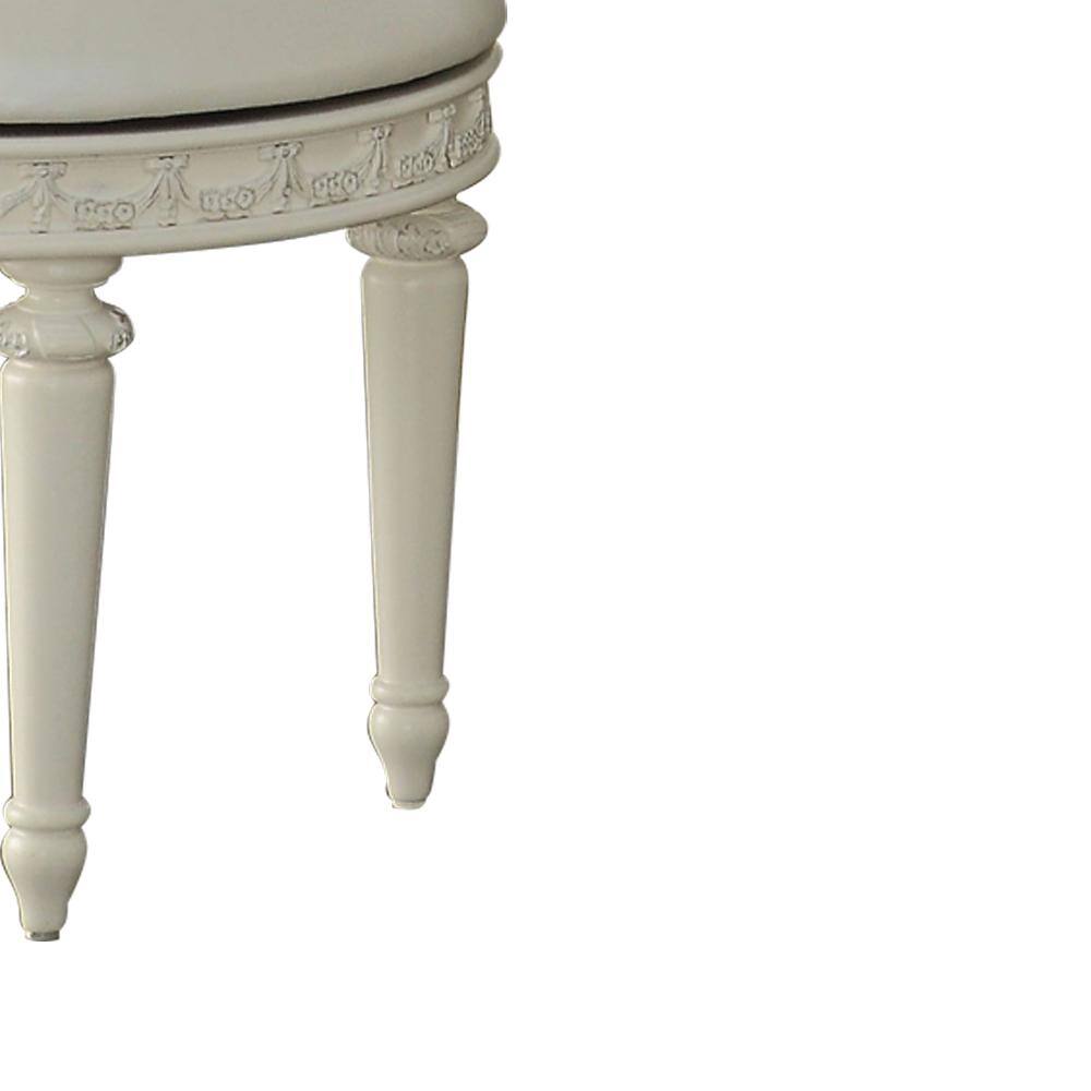 Ivory Swivel Vanity Chair with Crystal Tufting