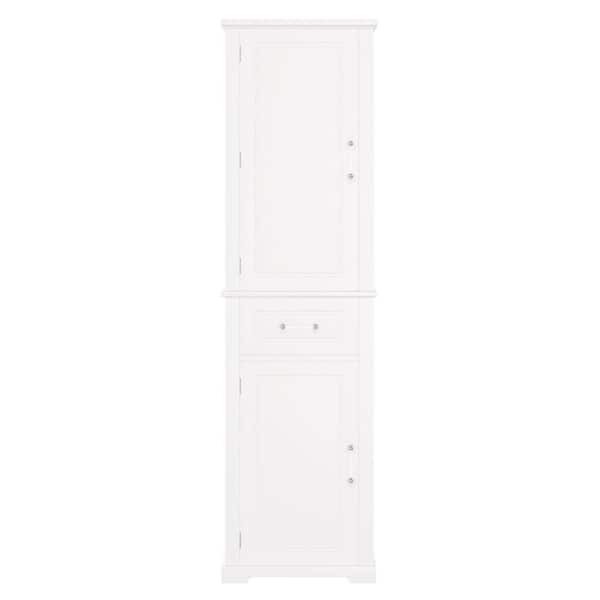20 in. W x 15.8 in. D x 72.1 in. H White Linen Cabinet with Adjustable Shelf and Drawer