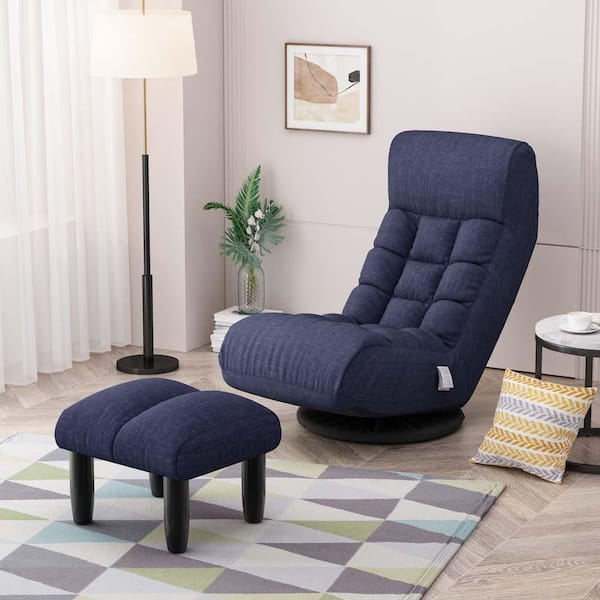 Blue Fabric Game Chair with Non-Adjustable Arms