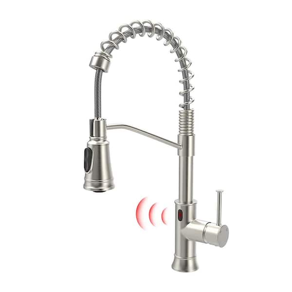 AIMADI Touchless Single Handle Pull Down Sprayer Kitchen Faucet with Advanced Spray 1-Hole Kitchen Basin Taps in Brushed Nickel