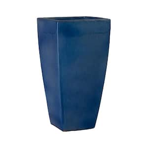 13 in. L x 25 in. H Blue Snow Ceramic Square Planter with High-fire Treatment