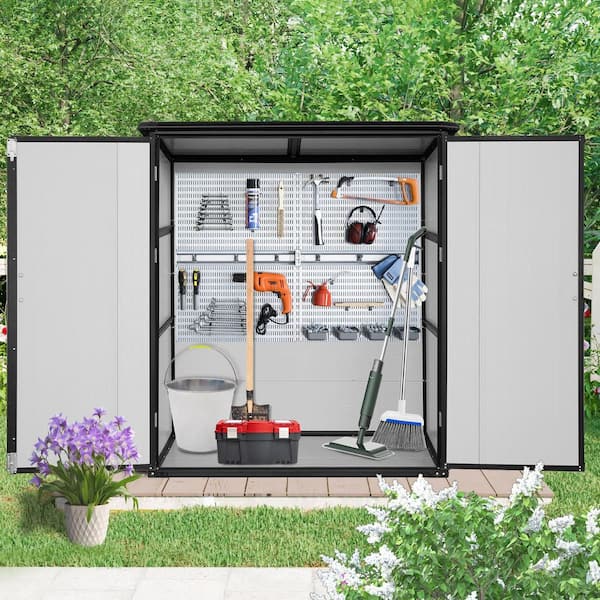 Outdoor Storage Shed 5 ft. W x 3 ft. D Resin Waterproof Cabinet with Lockable Doors White and Black (15 sq. ft. )