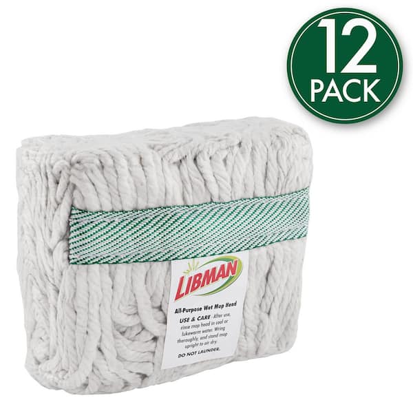16 String Mop Cotton Cut-End Wet Mop Head 12-Pack