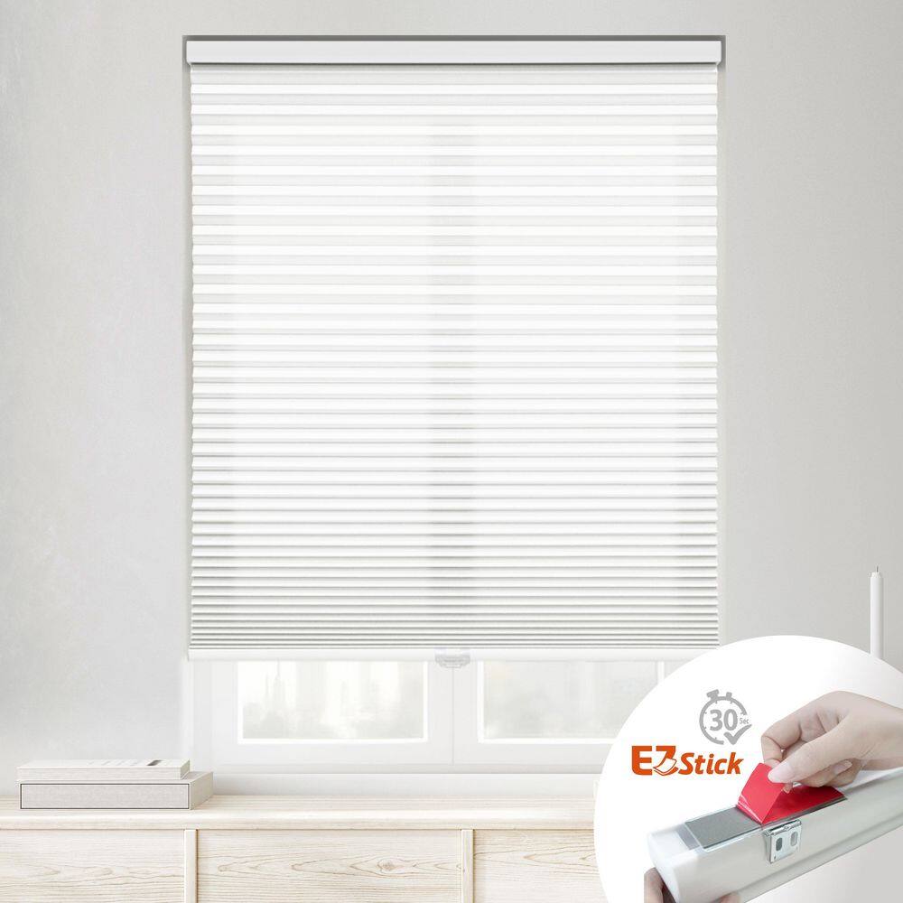 White Cordless Light Filtering EZ Stick No Tools No Drill Eco Polyester Cellular Shades-34.5 in. W x 48 in. L price history on PriceWatchPro
