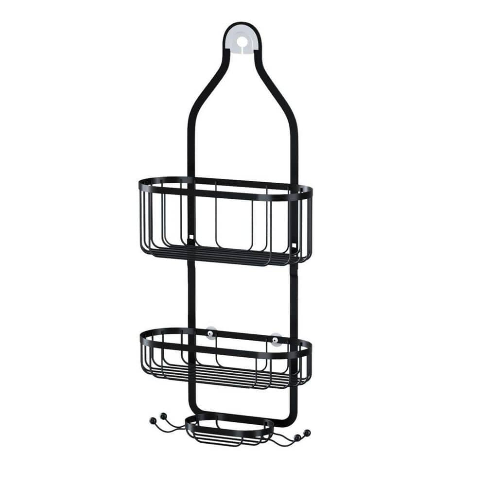 Dracelo 11.8 in. W x 4.1 in. D x 24.8 in. H Black Shower Caddy Hanging Over Shower Organizer