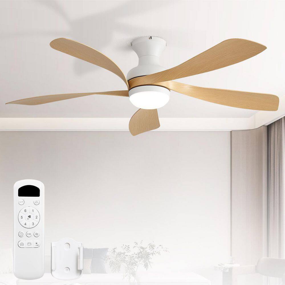 52 in. Integrated LED Indoor/Outdoor Flush Mount White Standard Ceiling Fan with Light Kits, 6-Speed DC Remote Control price history on PriceWatchPro