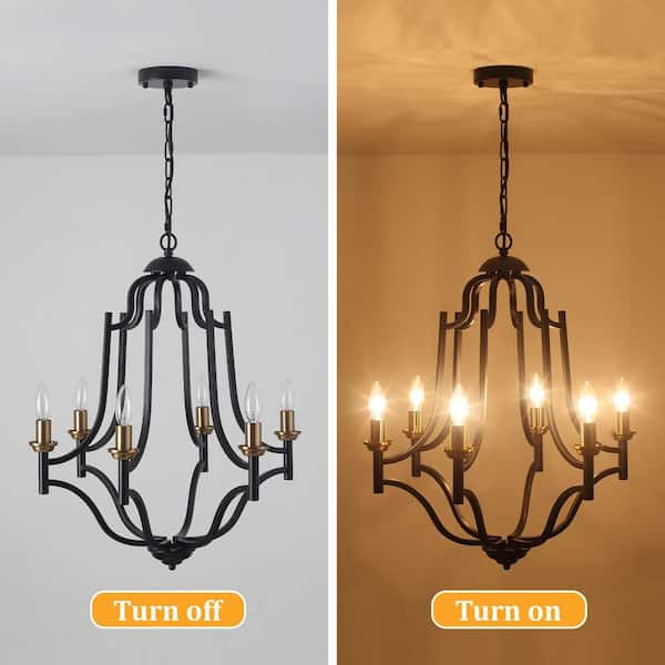 ZSMIHDOH 6-Light Black and Gold Geometric Modern Candelabra